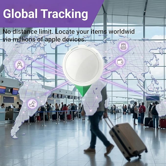 2 Pack GPS Tracker for Vehicles No Subscription Car Tracker Works with Apple Find My(iOS Only)Global Tracking Hidden Tracking Devices for Cars Bluetooth Finder with Loud Alarm for Car Bike Dog Luggage