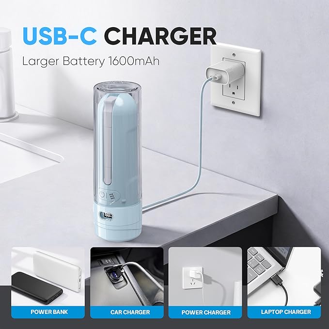 Portable Bidet for Travel | Bathroom - Rechargeable Electric Bidet Sprayer with 3 Pressure | Waterproof for Ultimate Personal Hygiene Cleaning at Home Office and Camping (Blue)