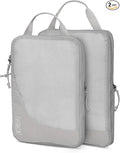 Hynes Eagle 6 Set/ 4 Set/ 2 Set Compression Packing Cubes Travel Essentials Lightweight Nylon Luggage Suitcase Organizer Bag Light Grey 2PCS