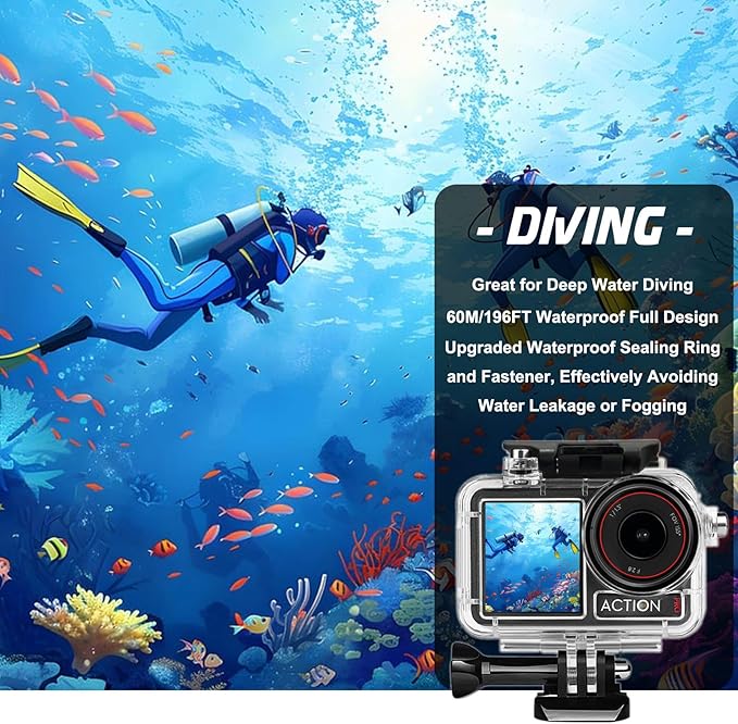 BO&DQQ Underwater Waterproof Case Compatible with DJI Osmo Action 5 Pro/Action 4/Action 3, 164FT/50M Dive Diving Housing Cover Shell with Anti-Fog Inserts Accessories