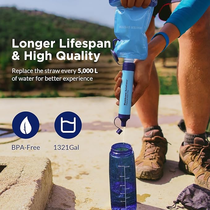 Membrane Solutions Collapsible Water Bottle 23oz, Foldable Pouch Water Bottle with Carabiner, BPA-Free, Leakproof for Traveling Camping Hiking Cycling Yoga Sports Outdoor Essentials