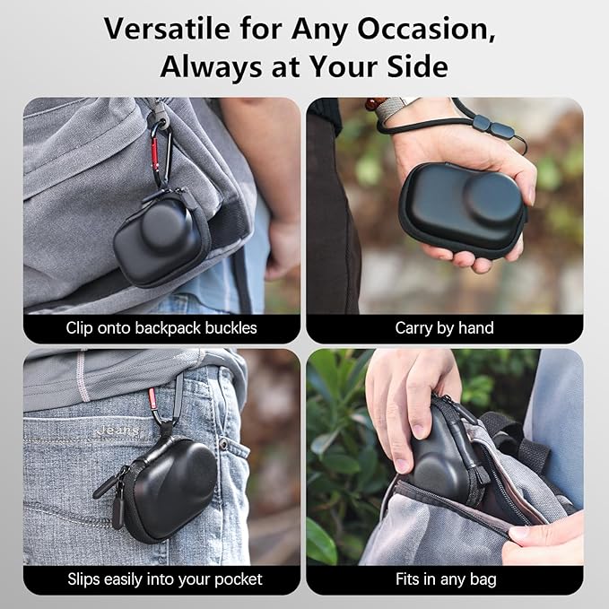 AMAZEAR Carry Case for DJI OSMO Action 6 Accessories, Action6 Portable and Compact Travel Bag Hard Leather Case with Soft Inner for Protection, Storage (Must Be Used with a Metal Cage), Black