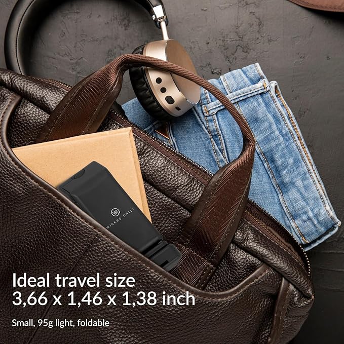 Wicked Chili 1x Airplane in Flight Phone Holder | Travel Essential Gadget for Plane | Universal Foldable Pocket Size Smartphone Mount | 360° Rotation | Train Work Monitor Kitchen & Video (Patented)