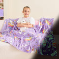 Wajade Unicorn Gifts for Girls - Glow in The Dark Unicorn Blanket Birthday Christmas Decor for Kids Age 3 4 5 6 7 8 9 10 11 12 Years Old Teens Child Toddler Throw Violet 50"x60"