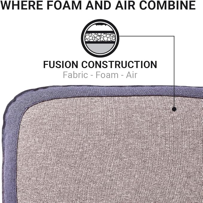Go Travel Fusion Dual Pillow, Comfortable Travel Pillow for Uninterrupted Sleep and Lumbar Support, Inflatable Neck Pillow for Airplane, Bus, Car, and Train, Travel Essentials, Gray
