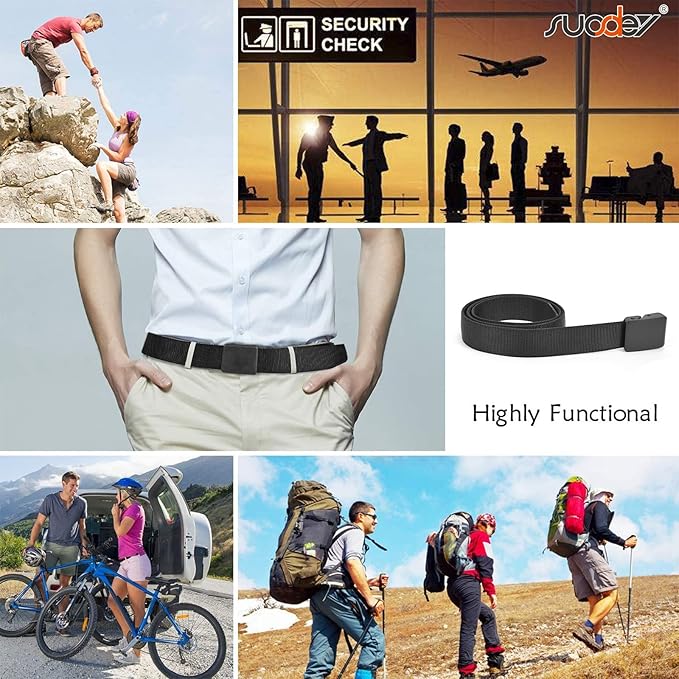 SUOSDEY Travel Money Belt, Nylon Hidden Money Pocket Belt with Plastic Buckle