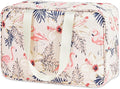 Full Size Toiletry Bag Women Large Cosmetic Bag Travel Makeup Bag Organizer Medicine Bag for Toiletries Essentials Accessories (Large, Beige Flamingo)