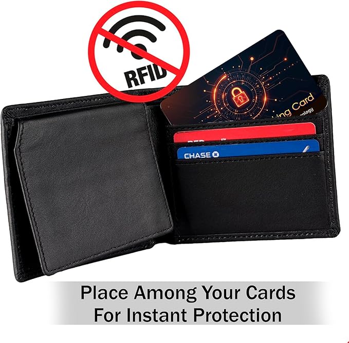 SaiTech IT 5 PK RFID Blocking Cards Protect Your Entire Wallet, Purse, and Cards from NFC Contactless Theft Wallet for Men & Women - Orange Black (5 Pack CL)