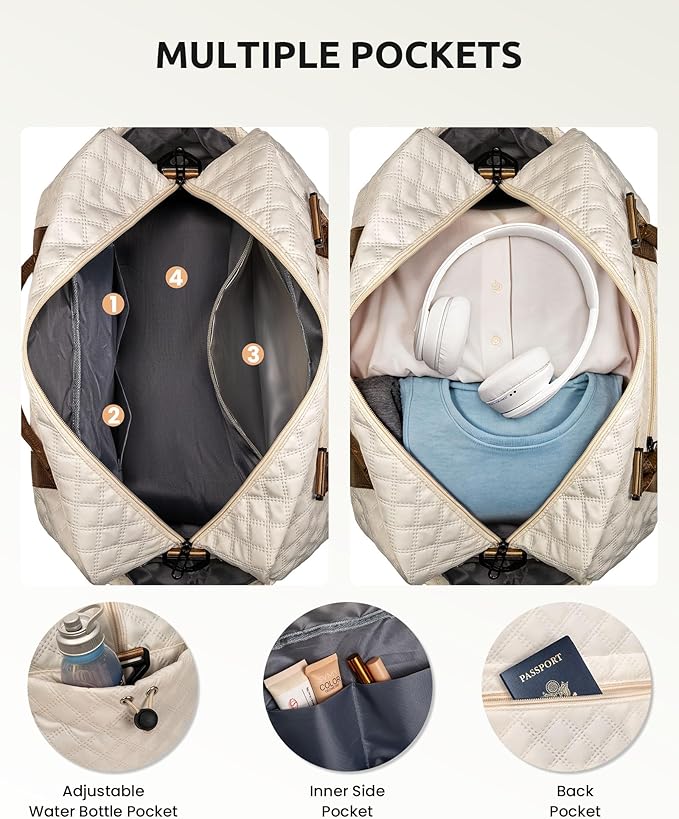 Birthday Gift-Initial Duffle Bag with Shoe Compartment, Personalized Weekender Bag, Monogram Overnight Bag for Women with Trolley Sleeve & Wet Pocket, Travel Bag with Makeup Bag (Letter K)