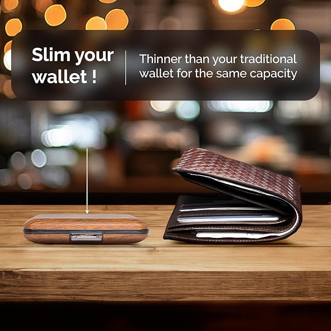 ÖGON -DESIGNS- Aluminum card holder with metal lock, RFID protection against fraud and demagnetization, compact wallet, Smart Case OSLO model
