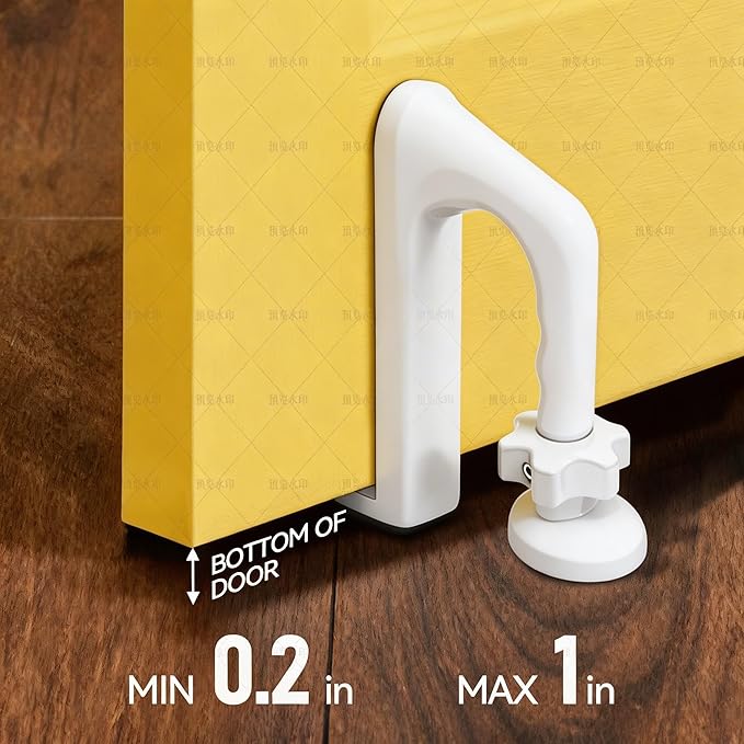 Portable Door Stopper, Aluminum Alloy Anti-Slip Safety Device, Suitable for Personal Protection During Travel or Apartment Living.(White)