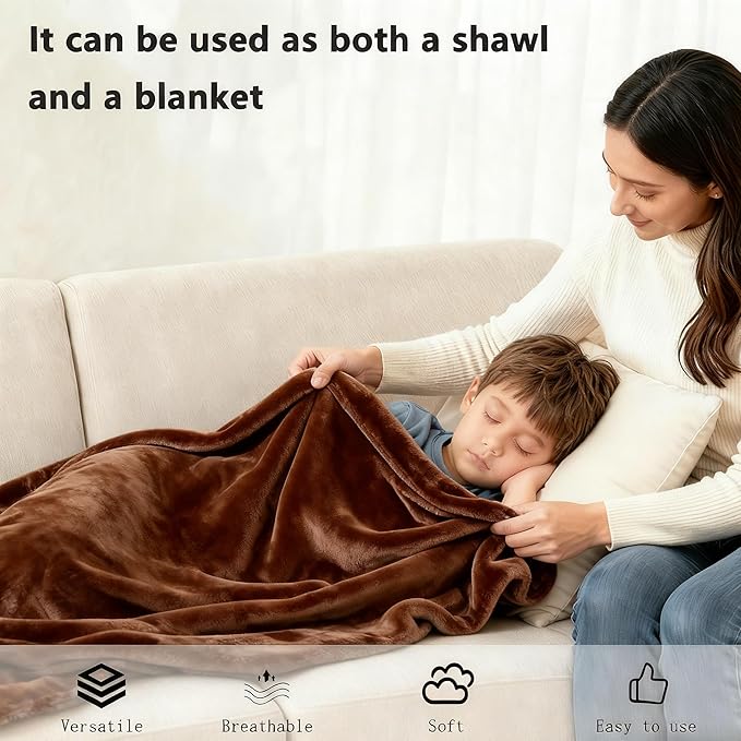 SNZ Wearable Blanket for Womens and Mens, Comfy Flannel Poncho, Snuggie Warm Shawl Wraps for Women, Birthday Gift Ideas