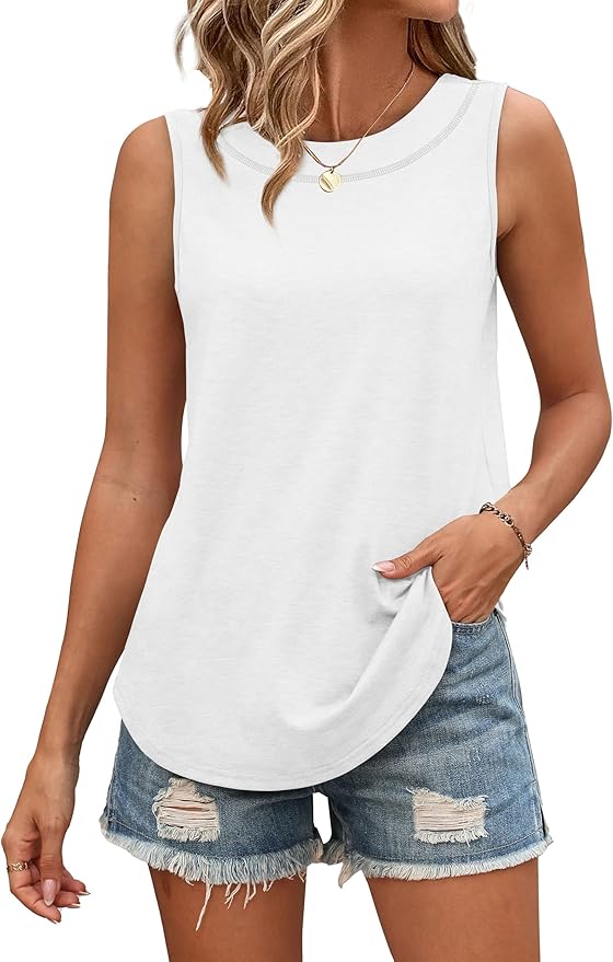 WIHOLL Tank Tops for Women Summer Outfits 2026 Crewneck Spring Casual Sleeveless Shirts Blouses Clothing