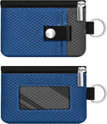Minimalist RFID Blocking Small Wallet with ID Window,WaterResistant Zip Id Case Wallet with Lanyard Keychain for Cards,Cash,Travel,Women,Men (Electric Blue/DarkGrey)