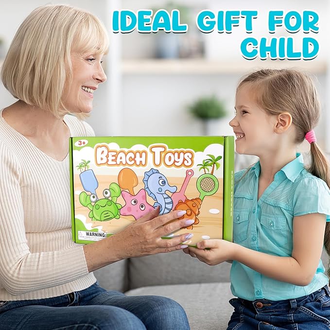 Dreamon Beach Toys for Kids 3-10, Collapsible Sand Toys Include 3 Pack Foldable Buckets, 24 PCS Beach Mold and Shovels Molds, Travel Sandbox Beach Toys for Kids Toddler with Mesh Bag