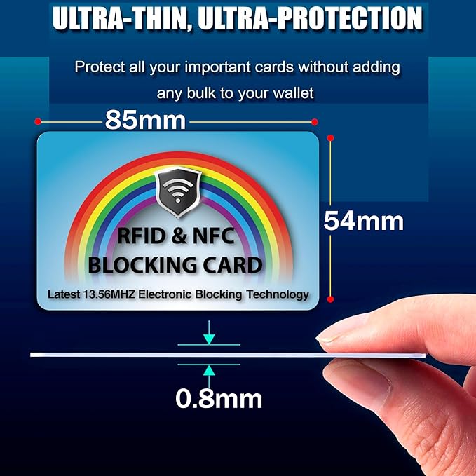 SaiTech IT 10 Pack RFID Blocking Cards Protect Your Entire Wallet, Purse, and Cards from NFC Contactless Theft Wallet for Men & Women (Rainbow-Blue)