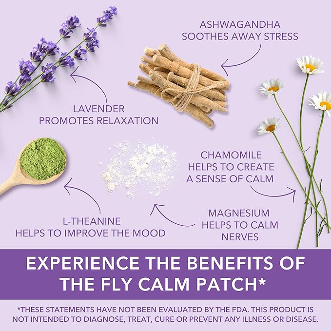 Laki Naturals Fly Calm Patch (1 Count, Pack of 8) - Relax Nerves, Support Stress - Natural Ingredients to Support Airplane Stress - Calm Your Fear of Flying Naturally