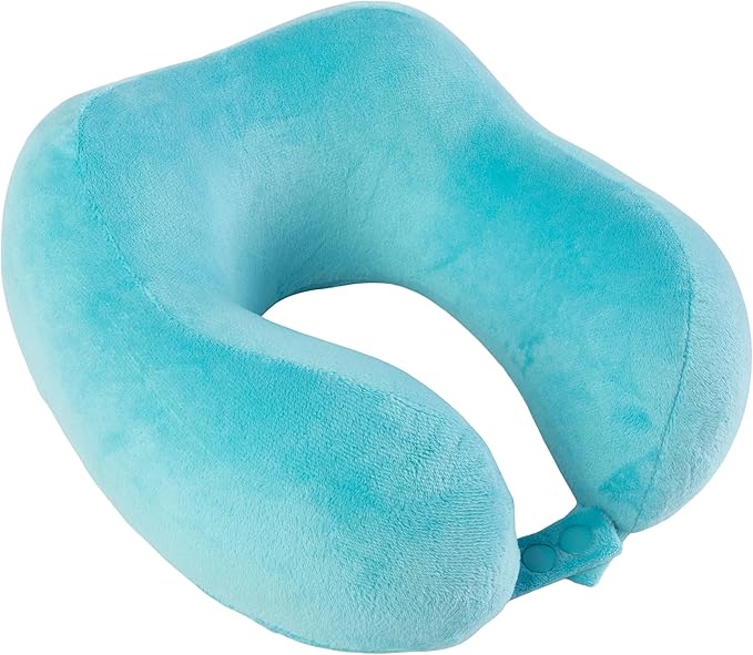 Home-Complete Travel Pillow Set - Memory Foam Pillow, Fleece Blanket, and Eye Mask - Travel Essentials for Airplanes, Trains, Cars, Buses (Blue)