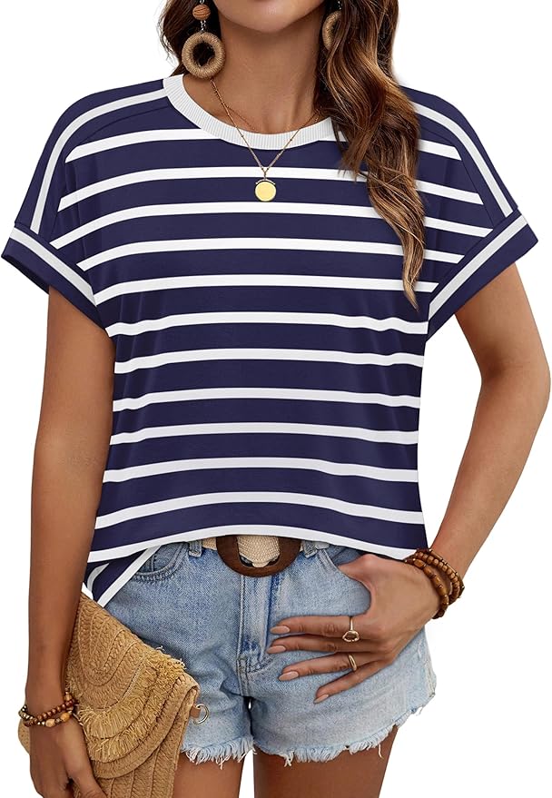 WIHOLL Womens Tops Short Sleeve Shirts Summer Outfits 2026 Spring Dressy Casual Clothes Clothing