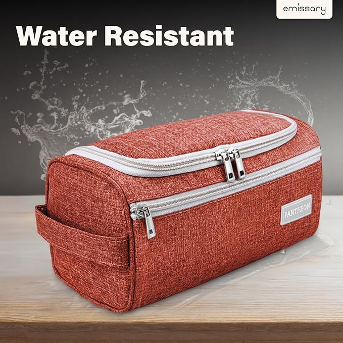 emissary Travel Hanging Toiletry Bag, Lightweight Travel Makeup Organizer for Women, Waterproof Cosmetic Makeup Bag Organizer with Hanging Hook for Accessories,Essentials, Toiletries, Red