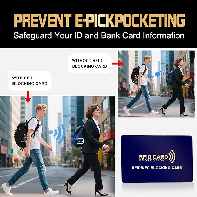 5-Pack RFID Blocking Cards | Contactless NFC/RFID Credit Card & Passport Protector | Anti-Skimming Shield for Wallets | 1 Card Shields Entire Wallet | Ultra-Slim Design for Men & Women
