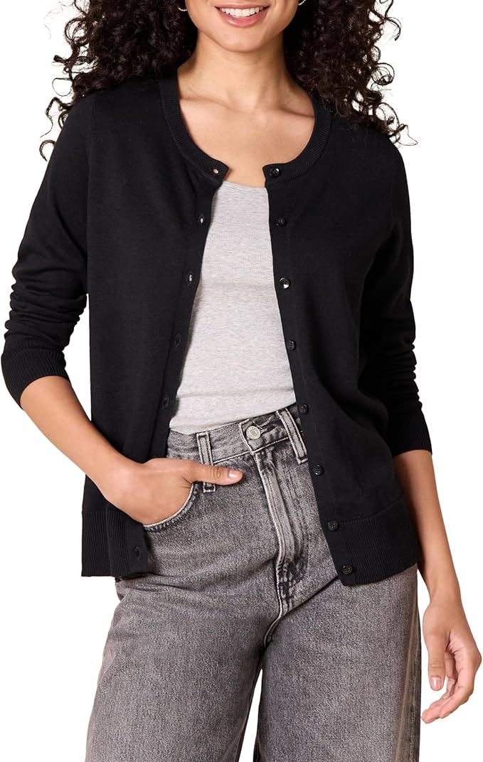 Amazon Essentials Women's Lightweight Crewneck Cardigan Sweater (Available in Plus Size)