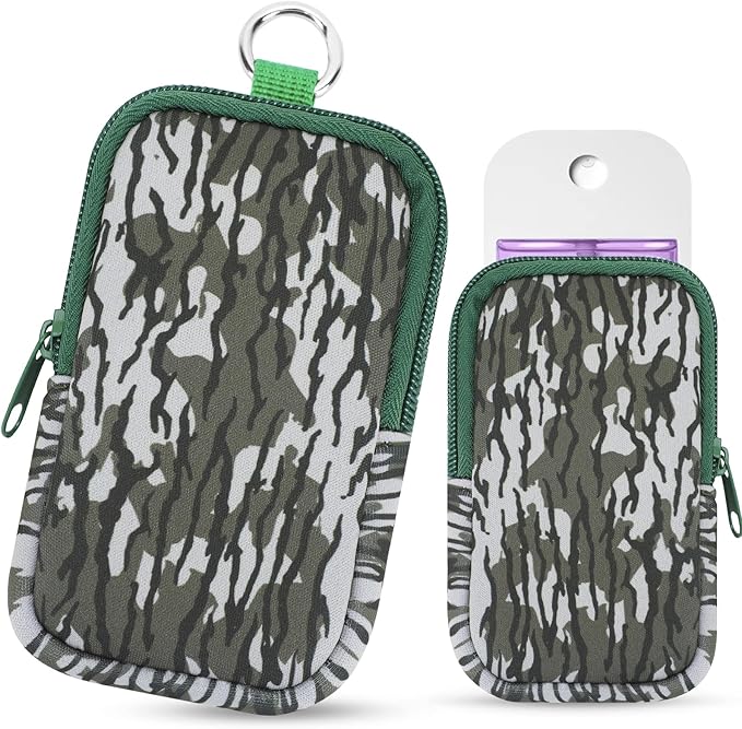 Hand Sanitizer Spray Case,Compatible with Popular Sanitizers,Zipper Pouch for Hand Sanitizer,Cute Fashion Accessories with Snap Hook for Glow Mist and Power Mist 1FL OZ,Suitable for Outdoor (Camo)