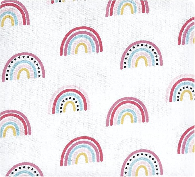 Hudson Baby Unisex Baby Cotton Flannel Receiving Blankets Bundle, Modern Rainbow, One Size