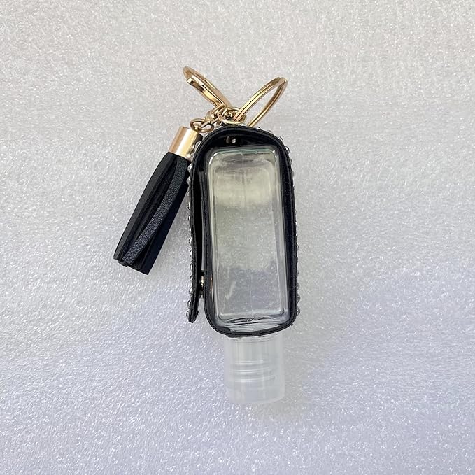 2 Pcs 1oz Bling Travel Bottle Case with Keychain, Travel Bottles for Alcohol, Hand Soap, Refillable Containers Portable