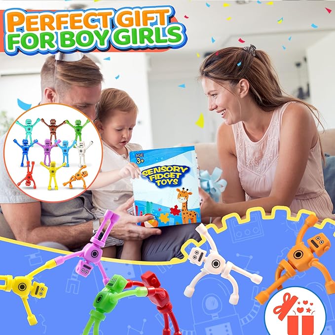 5PC Magnetic Robot Travel Toys for Kids Toddler Boys Sensory Fidget Toys Airplane Road Trip Car Travel Activities Essential Fridge Magnet Fidgets Classroom Must Have Gifts Toy for Boy 3 4 5 6 Year Old