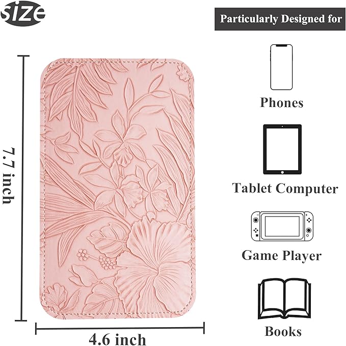 Airplane Travel Essentials for Flying Flex Flap Cell Phone Holder & Flexible Tablet Stand for Desk, Bed, Treadmill, Home & in-Flight Airplane Travel Accessories(1-Carved Pink)