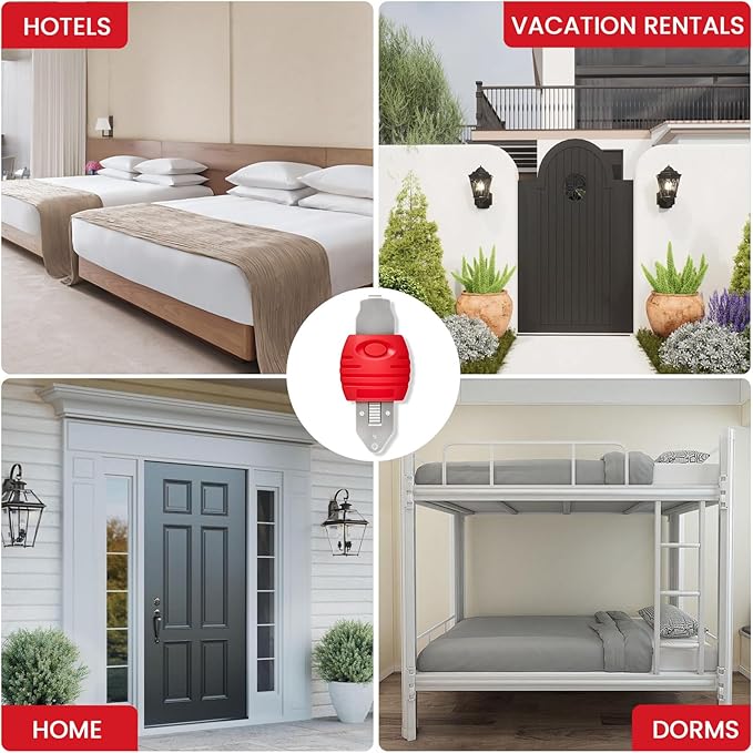 Portable Door Lock for Travel & Home - Hotel Door Locks for Travelers Security, Durable Travel Safety Device for Apartment Airbnb College, Home Security, Travel Essentials, Easy to Use