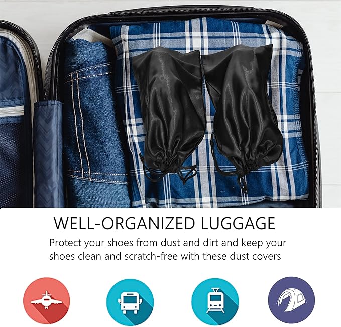 GONGKANGYUAN 20 Pack Satin Shoe Bags for Travel, Drawstring Shoe Storage Bags for Men and Women, Dustproof Moisture-Proof Shoe Pouches for Packing & Organizing Shoes
