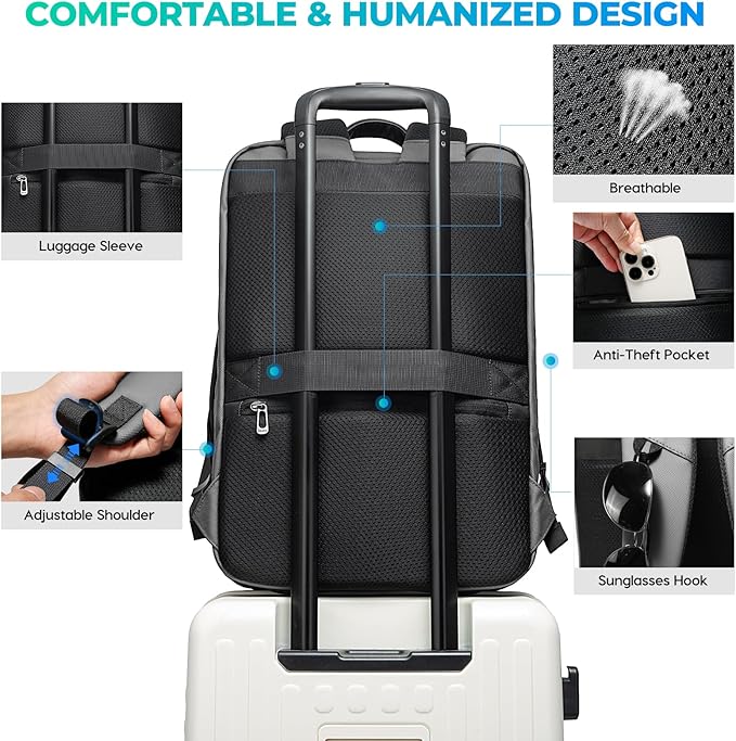 BANGE Business Travel Backpack,Waterproof Fashion Tech Backpacks,Laptop Backpack for 17.3Inch Notebook, Work for Men and Women
