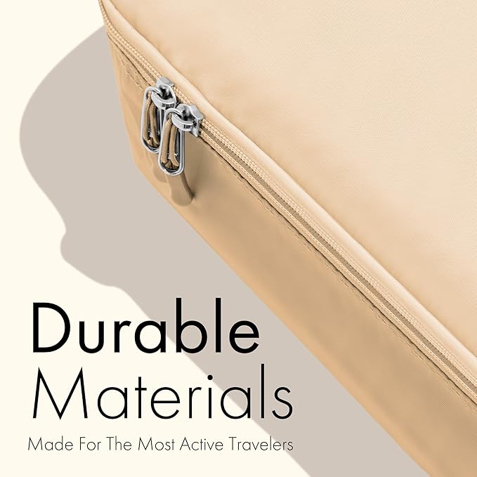 (Not Made In China) Packing Cubes For Travel, Luggage and Suitcase Organizer Bags, Carry On and Backpack Space Savers, Lightweight Waterproof Nylon, 8pc Set Beige