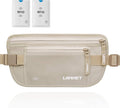 Travel Money Belt Hidden Waist Stash Wallet RFID Blocking Anti-Theft Passport Holder for Men Women, Cream
