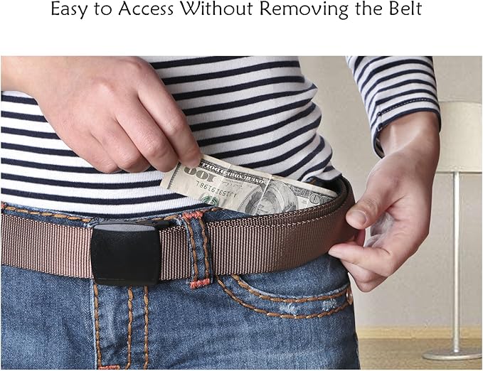 SUOSDEY Travel Money Belt, Nylon Hidden Money Pocket Belt with Plastic Buckle