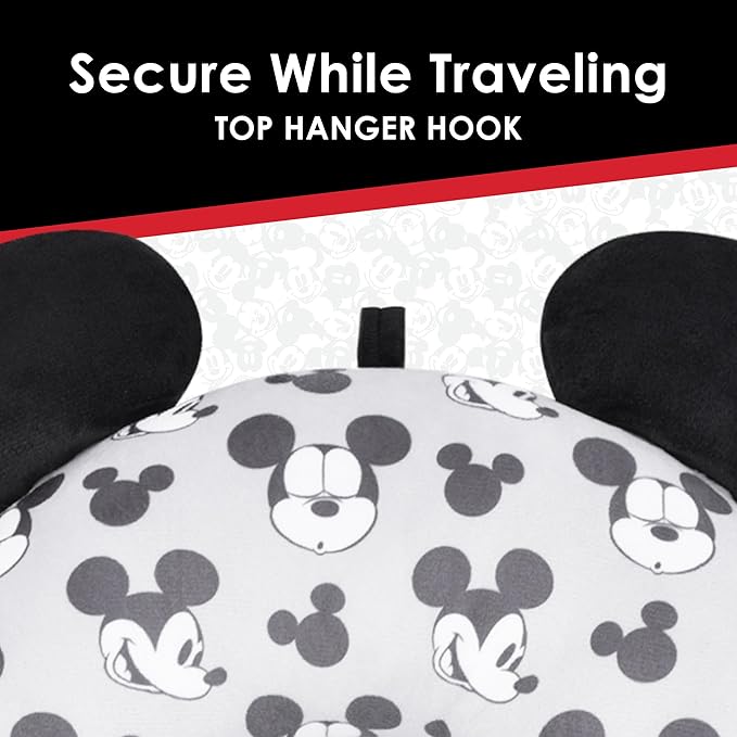 FUL Disney Mickey Mouse Travel Neck Pillow for Airplane, Car and Office Comfortable and Breathable, Grey
