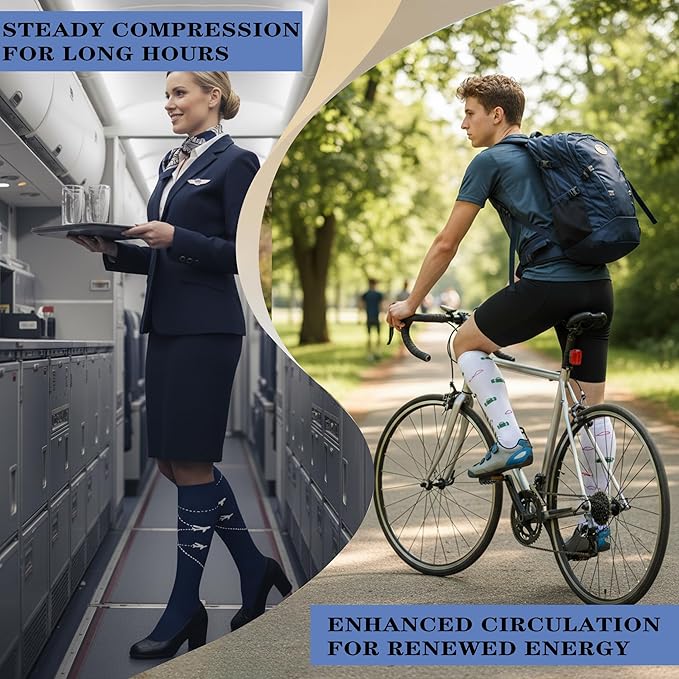 Sooverki Copper Compression Socks for Men & Women 8 Pack 15-20mmHg - Knee High Stockings Best Support for Running Athletic