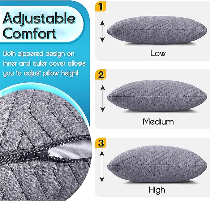 1 MIDDLE ONE Travel Pillow for Sleeping Camping, Memory Foam Small Pillow with Breathable Cover for Backpacking, Airplane, Car (17.5 x 12 Inch)