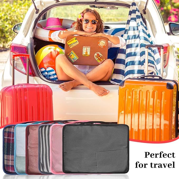 Woanger 24 Pcs Large Packing Cubes for Suitcases Travel Accessories High Capacity Luggage Packing Organizers with Zipper Reusable Mesh Bag for Clothes Storage(Multicolor)