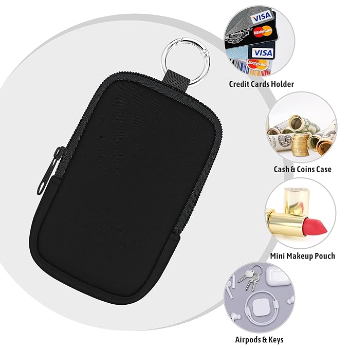 Hand Sanitizer Spray Case, Hand Sanitizer Holder Zippered Pouch, Cute Fashion Accessory with Snap Hook for Glow Mist and Power Mist 1FL OZ, Black