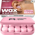 Peace&Quiet | PQ Silicone Ear Plugs for Sleeping - 15 Wax Earplugs for Sleep and Swimming, Soft Ear Covers for Sleeping, Wax Ear Plugs Noise Cancelling 32Db, Pink