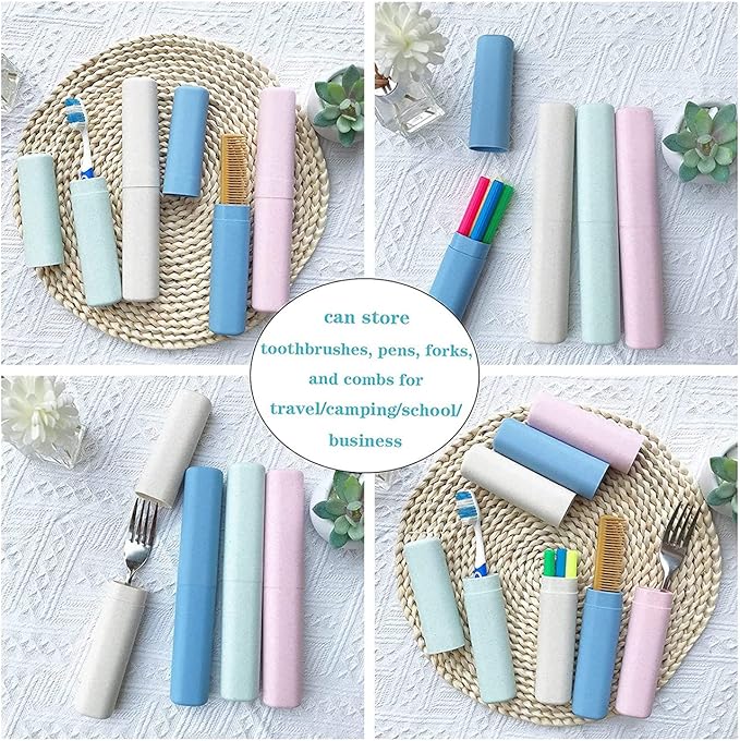 4 Pack Toothbrush Travel Case Portable Travel Toothbrush Holder Breathable Toothbrush Travel Containers for School Business Camping Travel Toothbrush Case