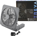 O2COOL Treva 10-Inch Portable Desktop Air Circulation Battery Fan, 2 Speed, Compact Folding & Tilt Design, with AC Adapter (Graphite)