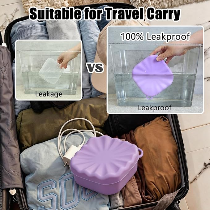Square Travel Soap Case, Bar Soap Holder for Dr Squatch, Silicone Soap Case with Soap Saver, Portable Shampoo Bar Soap Box for Shower, Travel, Camp (Light Purple)