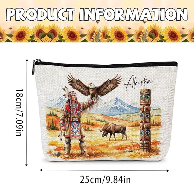 Alaska Souvenirs Makeup Bag - Alaska Trip Must Haves Cosmetic Bags Waterproof Travel Accessories Portable Toiletry Organizer Pouch Party Birthday Gifts for Women Daughter Mom Friends Wife