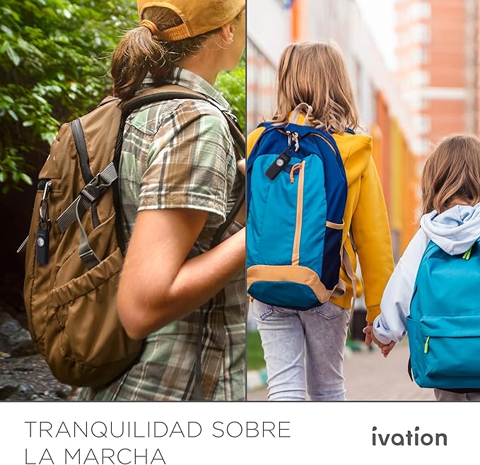 Ivation Personal SOS Alarm Keychain | Self-Defense Safety Siren & LED Panic Strobe Light with Carabiner Clip for Women, Children & Seniors | Pocket Size, Loud 125 dB Sound, Air Travel Friendly