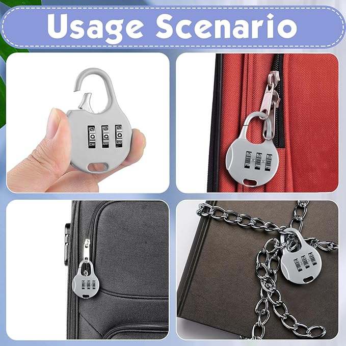 Moxweyeni 10 Pcs Digit Combinations Padlock Safe Cipher Lock Mini Combination Resettable Number for Suitcases Luggage Briefcases Computer Bags(Cute Style,White)