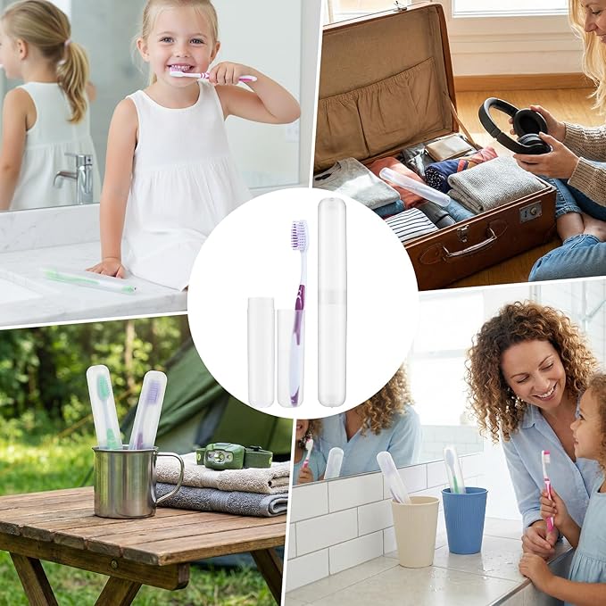 8 PCS Tooth Brush Travel Case, Clear Tooth Brush Holder for Travel, Protective Tooth Brush Case Travels Storage for Family, Business Trips and Camping